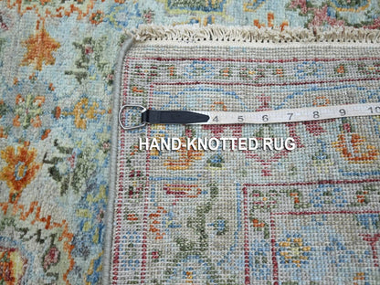Blue 2'11" x 5'0" Oushak And Peshawar Hand knotted Wool Rug - Sku: O075807