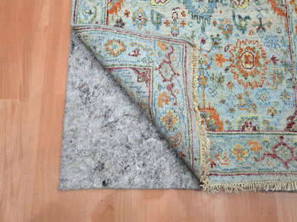 Blue 2'6" x 22'0" Oushak And Peshawar Hand knotted Wool Rug - Sku: O075808