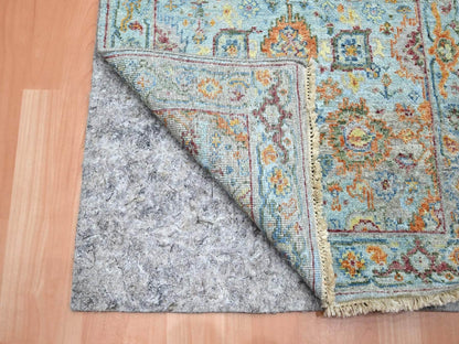Blue 2'5" x 24'10" Oushak And Peshawar Hand knotted Wool Rug - Sku: O075809