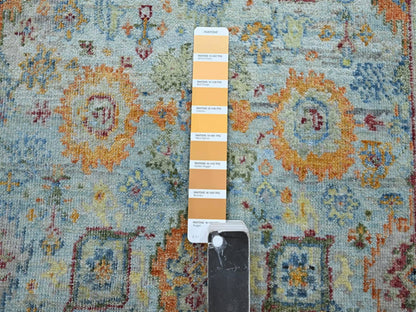Blue 2'5" x 24'10" Oushak And Peshawar Hand knotted Wool Rug - Sku: O075809