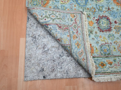 Blue 2'7" x 13'9" Oushak And Peshawar Hand knotted Wool Rug - Sku: O075811