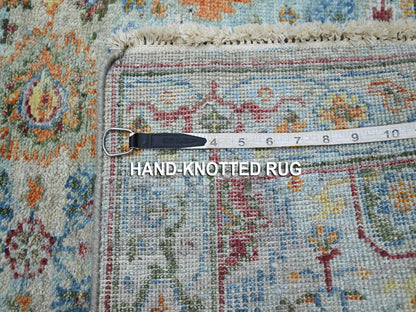 Blue 2'7" x 13'9" Oushak And Peshawar Hand knotted Wool Rug - Sku: O075811