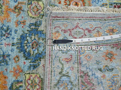 Blue 2'6" x 9'11" Oushak And Peshawar Hand knotted Wool Rug - Sku: O075813
