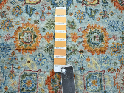 Blue 2'6" x 5'11" Oushak And Peshawar Hand knotted Wool Rug - Sku: O075815