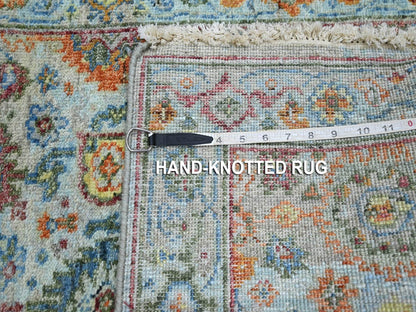 Blue 2'6" x 5'11" Oushak And Peshawar Hand knotted Wool Rug - Sku: O075815