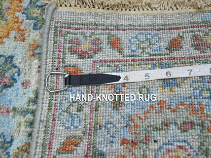 Blue 1'11" x 2'11" Oushak And Peshawar Hand knotted Wool Rug - Sku: O075818