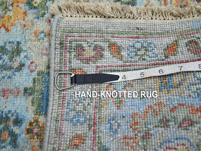 Blue 1'11" x 2'11" Oushak And Peshawar Hand knotted Wool Rug - Sku: O075819