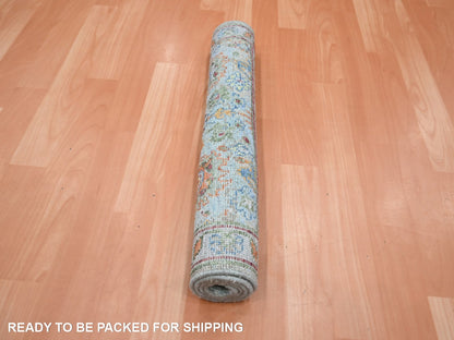 Blue 1'11" x 3'0" Oushak And Peshawar Hand knotted Wool Rug - Sku: O075821