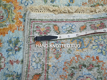 Blue 1'11" x 3'0" Oushak And Peshawar Hand knotted Wool Rug - Sku: O075822