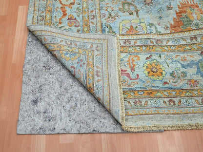 Blue 11'10" x 14'11" Oushak And Peshawar Hand knotted Wool Rug - Sku: O075823