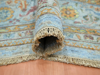 Blue 11'10" x 14'11" Oushak And Peshawar Hand knotted Wool Rug - Sku: O075823
