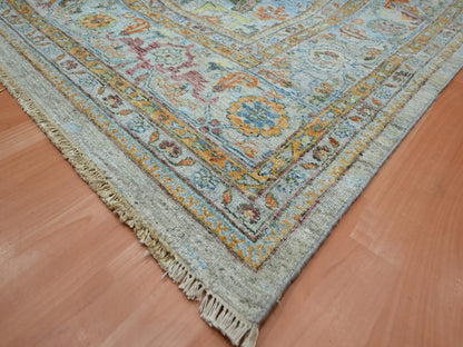 Blue 11'10" x 14'11" Oushak And Peshawar Hand knotted Wool Rug - Sku: O075823