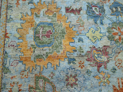 Blue 11'10" x 14'11" Oushak And Peshawar Hand knotted Wool Rug - Sku: O075823