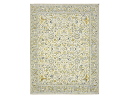 Fine Oriental hand-knotted wool rug in Ivory & Gray, 9'1" x 12'1" — SKU O075826