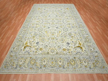 Fine Oriental hand-knotted wool rug in Ivory & Gray, 9'1" x 12'1" — SKU O075826 (view 2)
