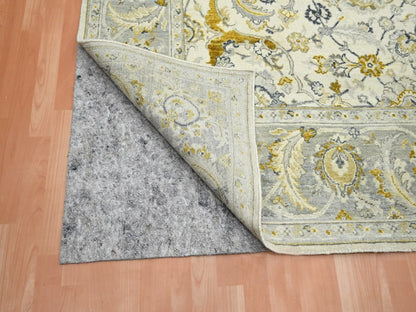 Fine Oriental hand-knotted wool rug in Ivory & Gray, 9'1" x 12'1" — SKU O075826 (view 4)