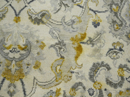 Fine Oriental hand-knotted wool rug in Ivory & Gray, 9'1" x 12'1" — SKU O075826 (view 8)