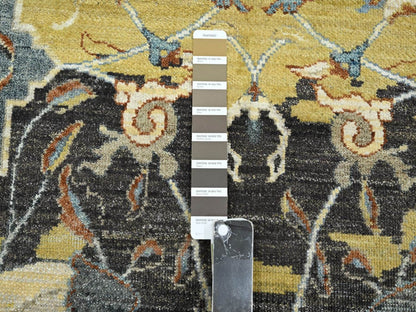 Brown 12'0" x 15'1" Transitional Hand knotted Wool Rug - Sku: O075827