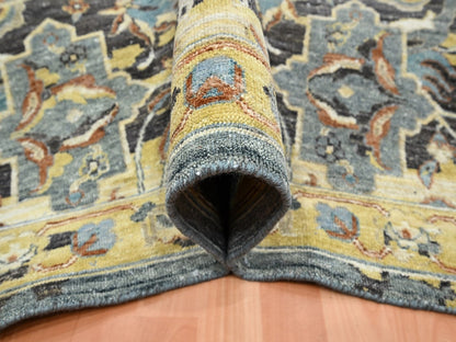 Brown 9'10" x 14'6" Transitional Hand knotted Wool Rug - Sku: O075828