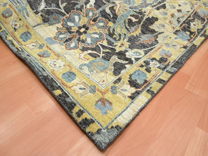 Brown 9'10" x 14'6" Transitional Hand knotted Wool Rug - Sku: O075828