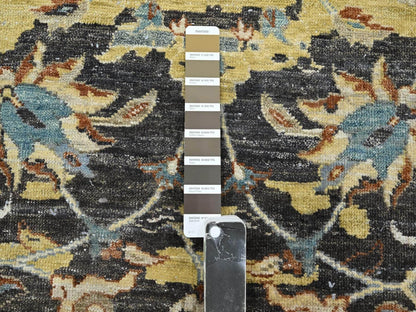 Brown 9'10" x 14'6" Transitional Hand knotted Wool Rug - Sku: O075828