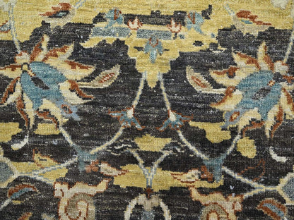 Brown 9'10" x 14'6" Transitional Hand knotted Wool Rug - Sku: O075828