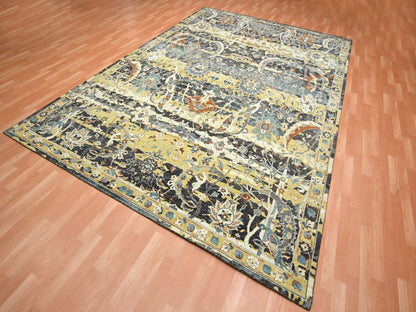 Brown 8'11" x 12'4" Transitional Hand knotted Wool Rug - Sku: O075829