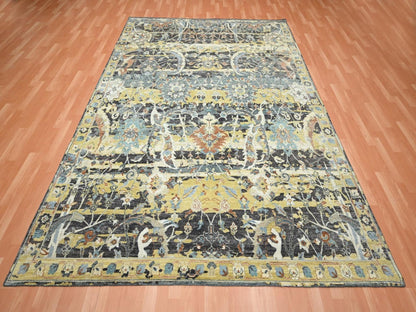 Brown 7'11" x 10'1" Transitional Hand knotted Wool Rug - Sku: O075830