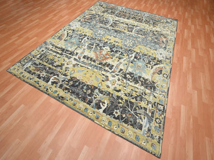 Brown 7'11" x 10'1" Transitional Hand knotted Wool Rug - Sku: O075830
