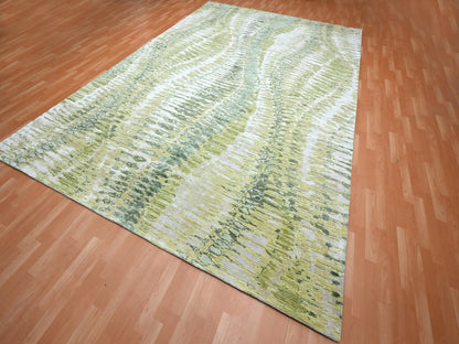Green 9'11" x 14'2" Modern and Contemporary Hand knotted Silk Rug - Sku: O075833