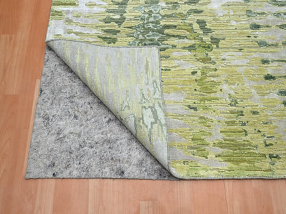 Green 9'11" x 14'2" Modern and Contemporary Hand knotted Silk Rug - Sku: O075833