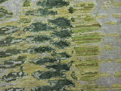 Green 9'11" x 14'2" Modern and Contemporary Hand knotted Silk Rug - Sku: O075833