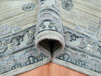 Beige 6'1" x 9'3" Khotan and Samarkand Hand knotted Silk Rug - Sku: O075834