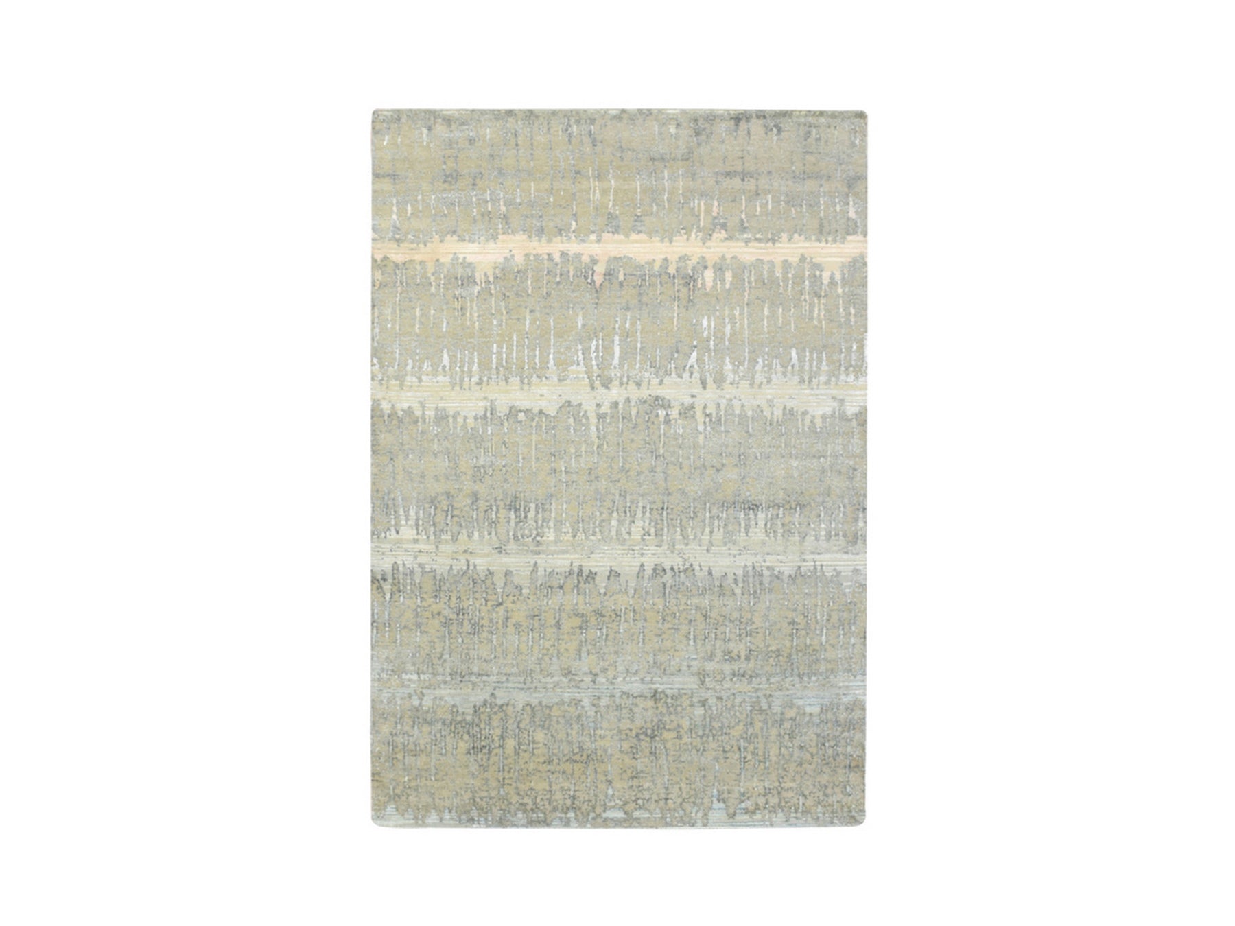 Modern / Contemporary hand-knotted wool/silk rug in Gray, 6' x 8'11" — SKU O075835