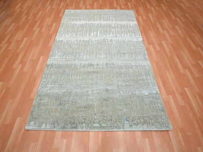 Modern / Contemporary hand-knotted wool/silk rug in Gray, 6' x 8'11" — SKU O075835 (view 2)