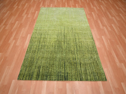 Green 5'3" x 7'4" Modern and Contemporary Hand knotted Wool Rug - Sku: O075837