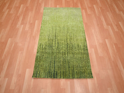 Green 3'1" x 5'1" Modern and Contemporary Hand knotted Wool Rug - Sku: O075838