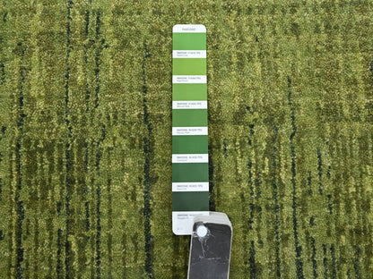 Green 2'7" x 8'5" Modern and Contemporary Hand knotted Wool Rug - Sku: O075839