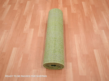 Green 2'8" x 8'5" Modern and Contemporary Hand knotted Wool Rug - Sku: O075840