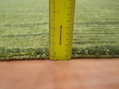 Green 2'8" x 8'5" Modern and Contemporary Hand knotted Wool Rug - Sku: O075840