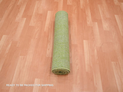 Green 2'7" x 6'1" Modern and Contemporary Hand knotted Wool Rug - Sku: O075842