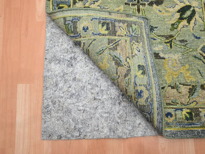 Green 2'7" x 13'9" Transitional Hand knotted Wool Rug - Sku: O075844
