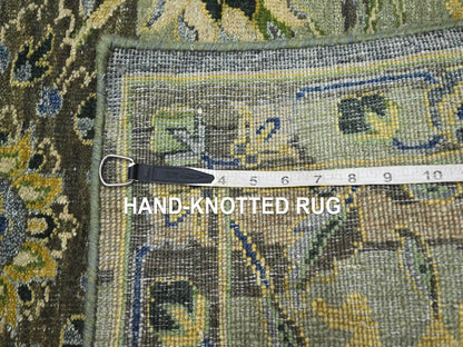 Transitional hand-knotted wool runner in Green, 2'7" x 13'9" — SKU O075844 (view 7)
