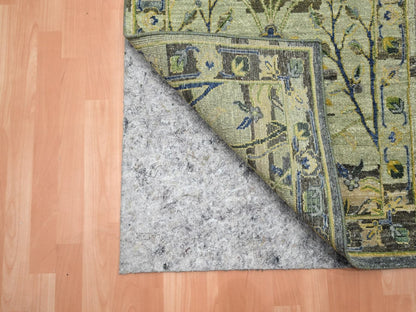 Green 2'8" x 16'2" Transitional Hand knotted Wool Rug - Sku: O075845