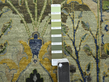 Green 2'8" x 16'2" Transitional Hand knotted Wool Rug - Sku: O075845