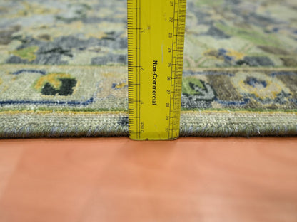 Green 2'8" x 16'2" Transitional Hand knotted Wool Rug - Sku: O075845
