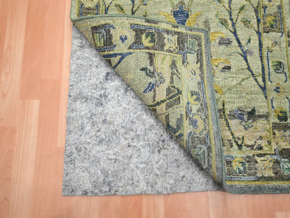 Green 2'8" x 16'3" Transitional Hand knotted Wool Rug - Sku: O075846