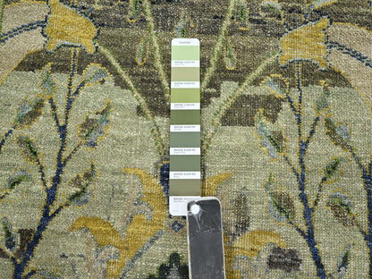 Green 2'8" x 16'3" Transitional Hand knotted Wool Rug - Sku: O075846