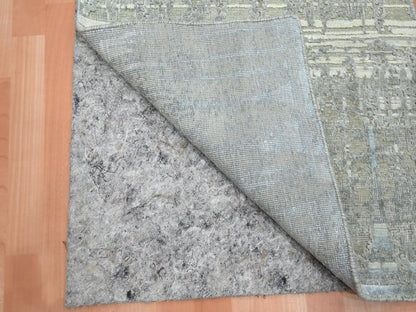 Modern / Contemporary hand-knotted wool/silk runner in Gray, 2'4" x 6' — SKU O075847 (view 3)