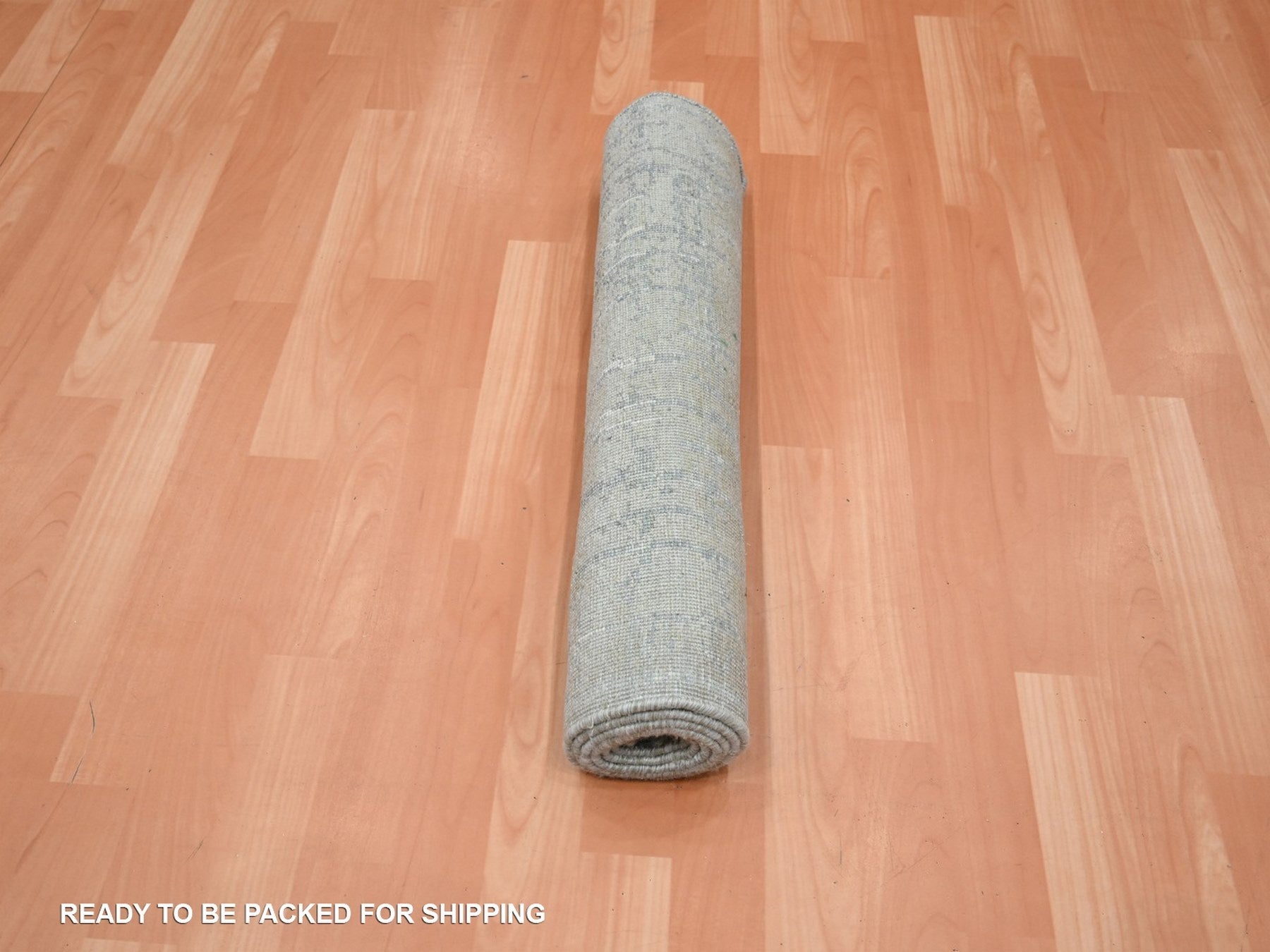 Modern / Contemporary hand-knotted wool/silk runner in Gray, 2'4" x 6' — SKU O075847 (view 5)